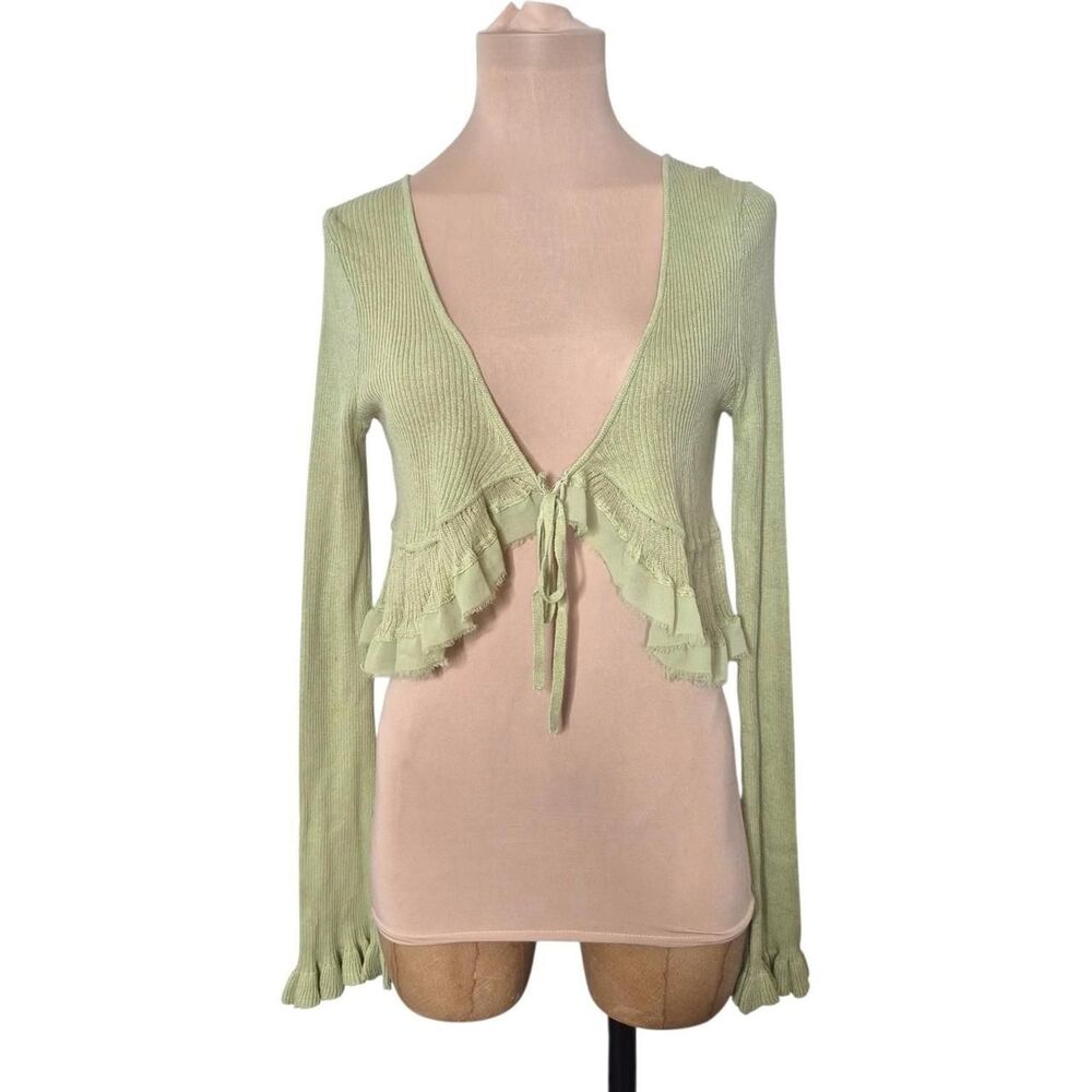 Urban Outfitters Green Ruffle Cardigan Cottage Coquette Y2K Size Small